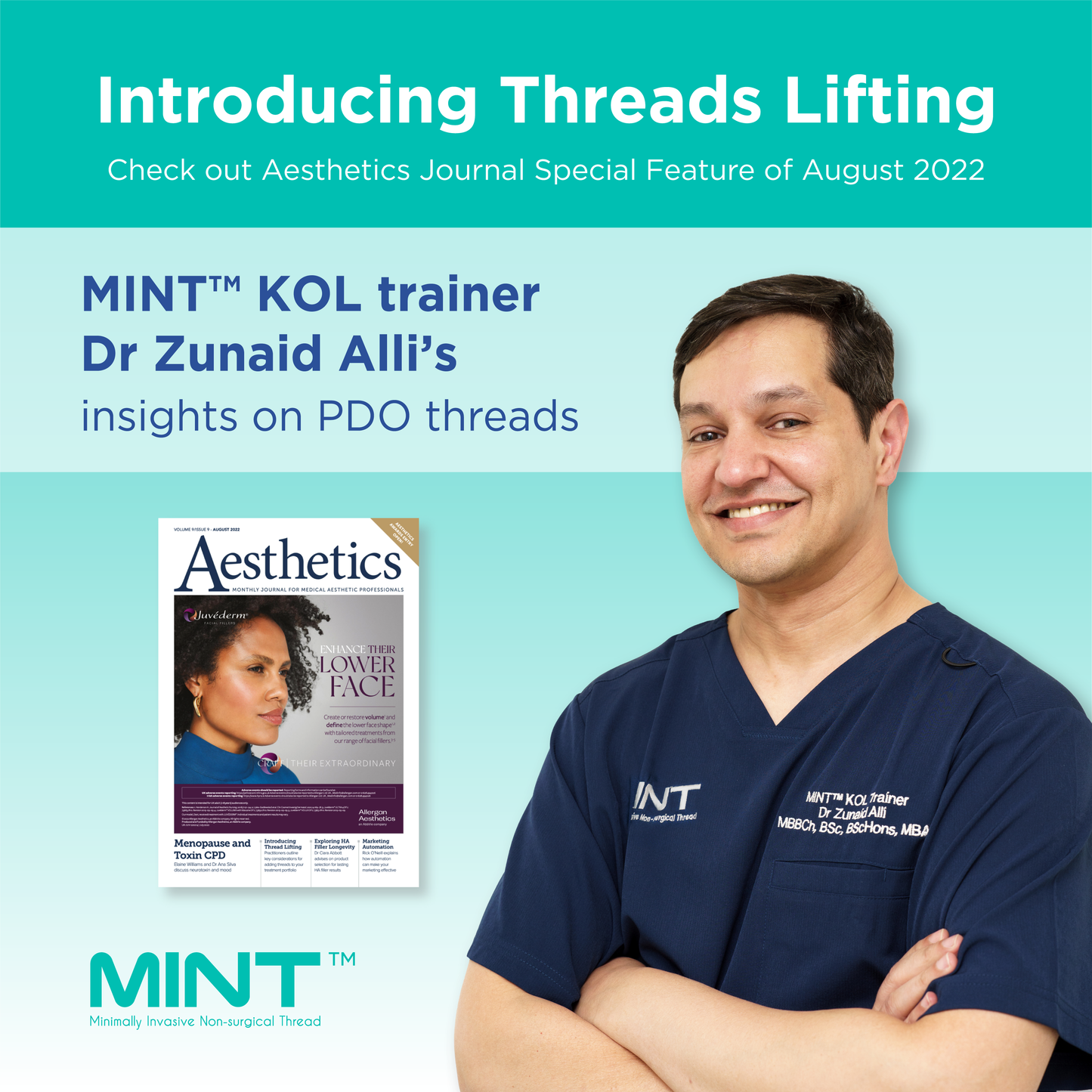 MINT™️ is presented in Aesthetics Volume 9/Issue 9 - August 2022 MINT™ PDO & Klàrdie Manufacturer